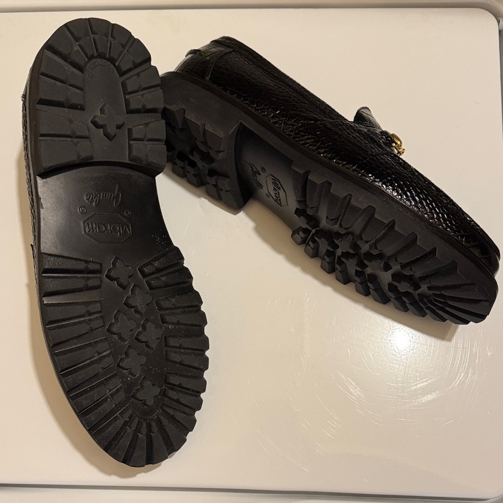 Blackstock & Weber Black Crocodile Textured Horsebit Loafers - Picture 4 of 5